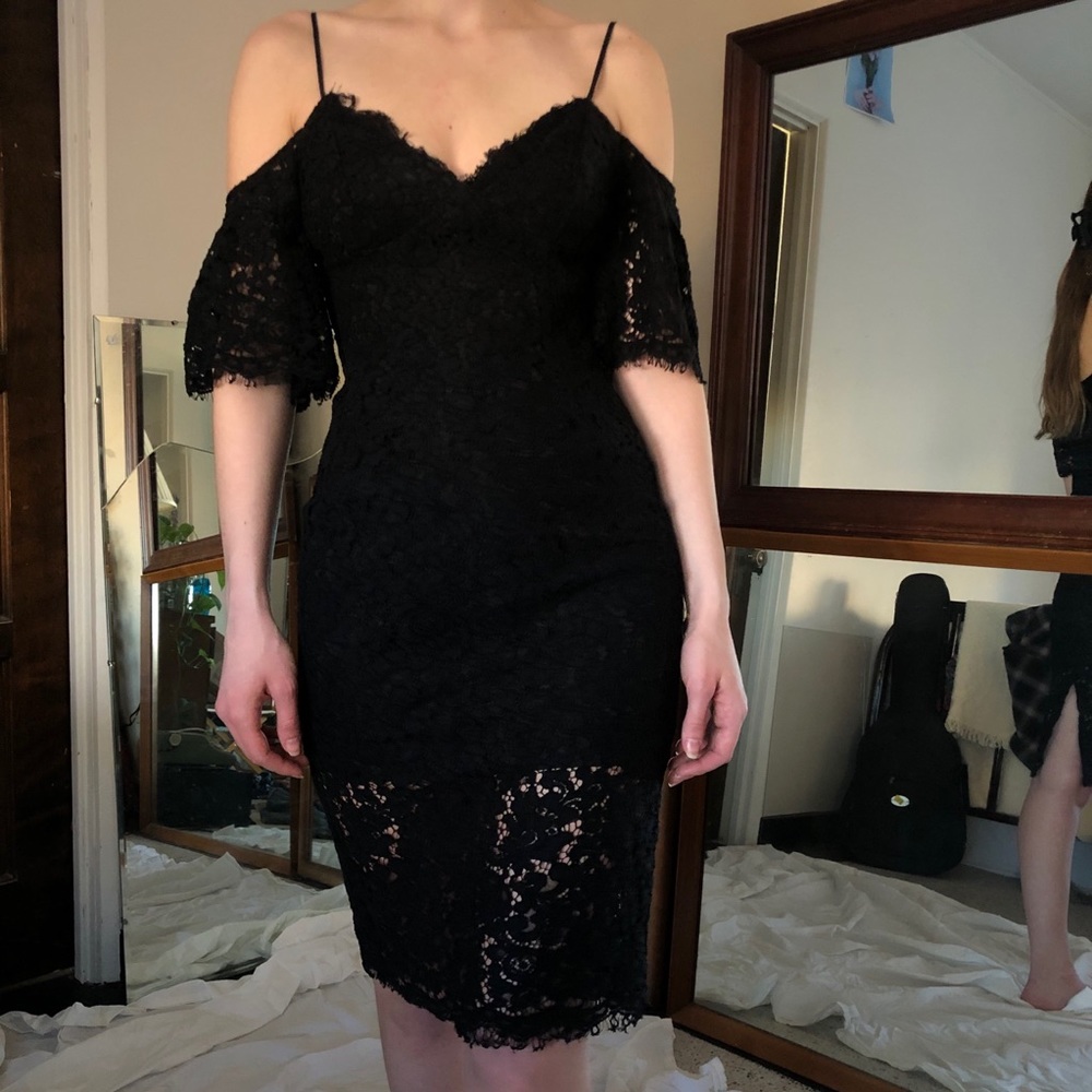 Formal BARDŌT black lace evening dress